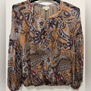 EUC Indigo Rose Fully Lined Multicolor Paisley Blouse - L